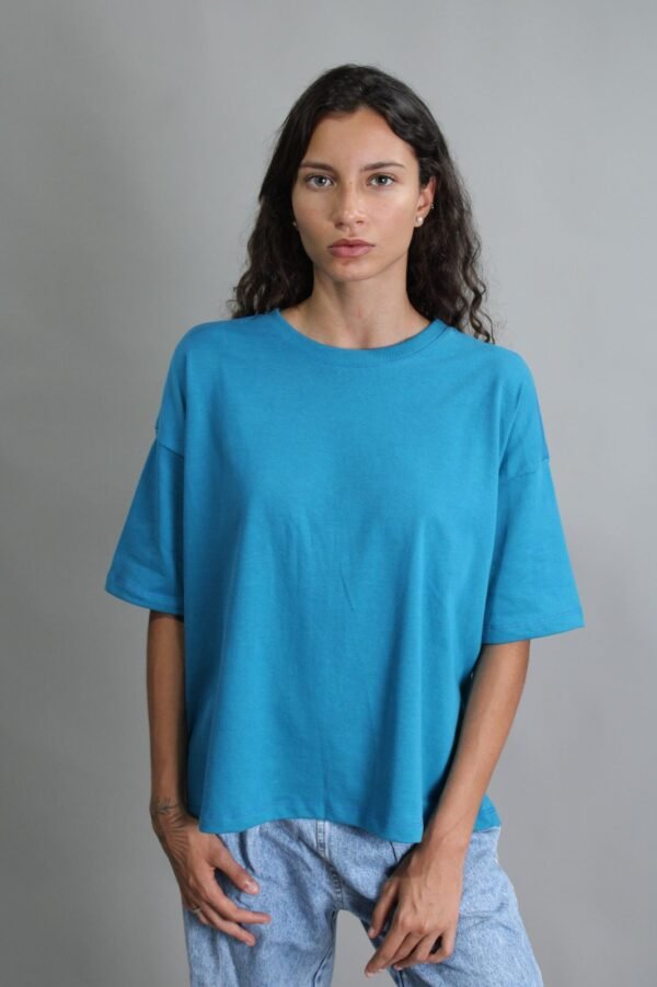 Camiseta Oversized Essential - Azul Turquesa